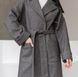 Оверсайз демисезонное пальто-халат Палермо серое в елочку, Серый, XS