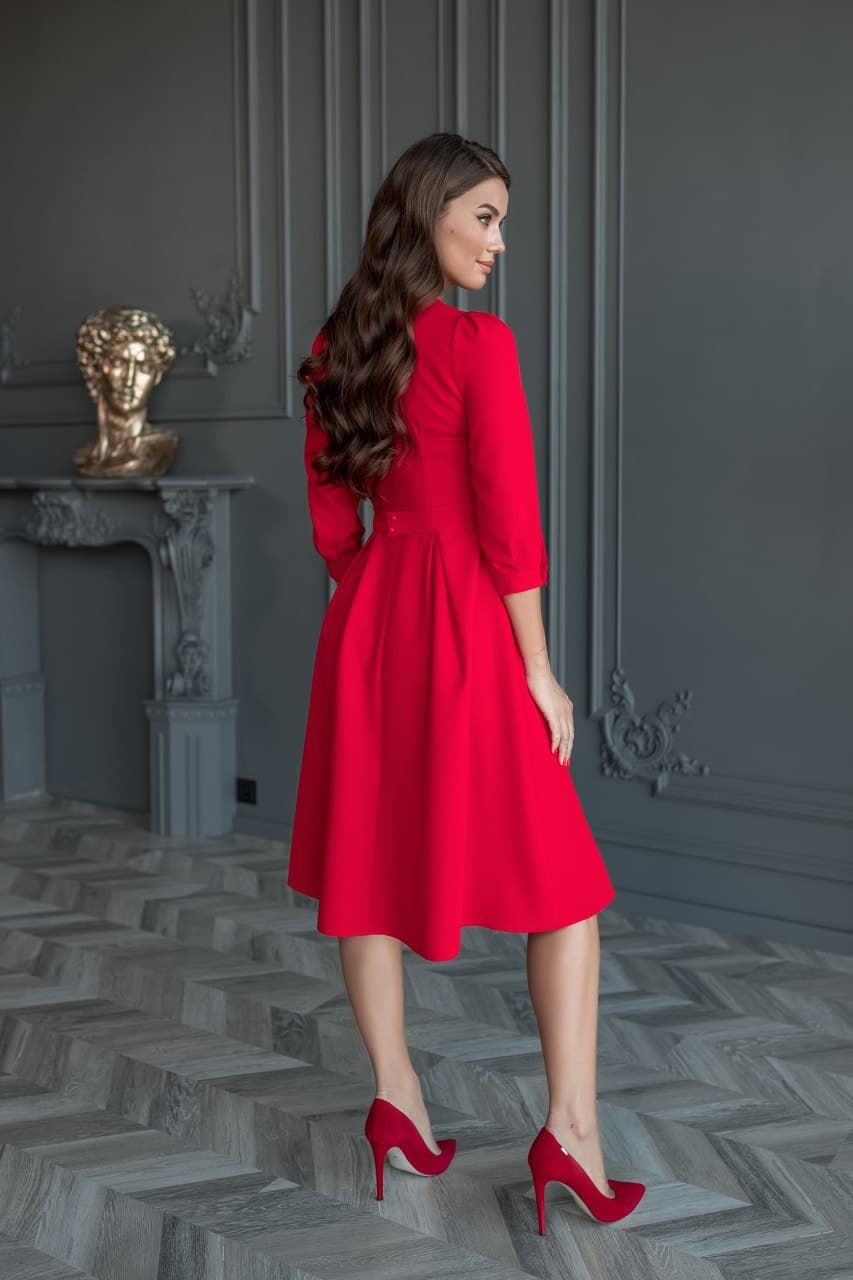 Платье с пуговичками Кэтрин красное, Красный, S