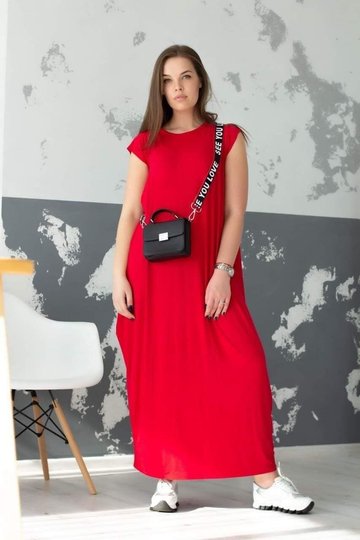 Платье макси Ромб, Красный, Универсальный