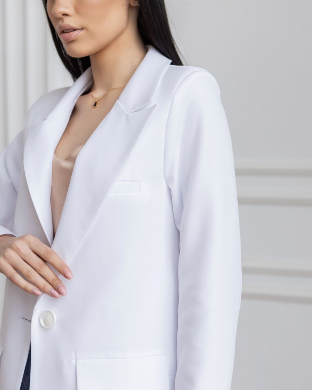 Стильный классический пиджак Сицилия белый, Белый, XS