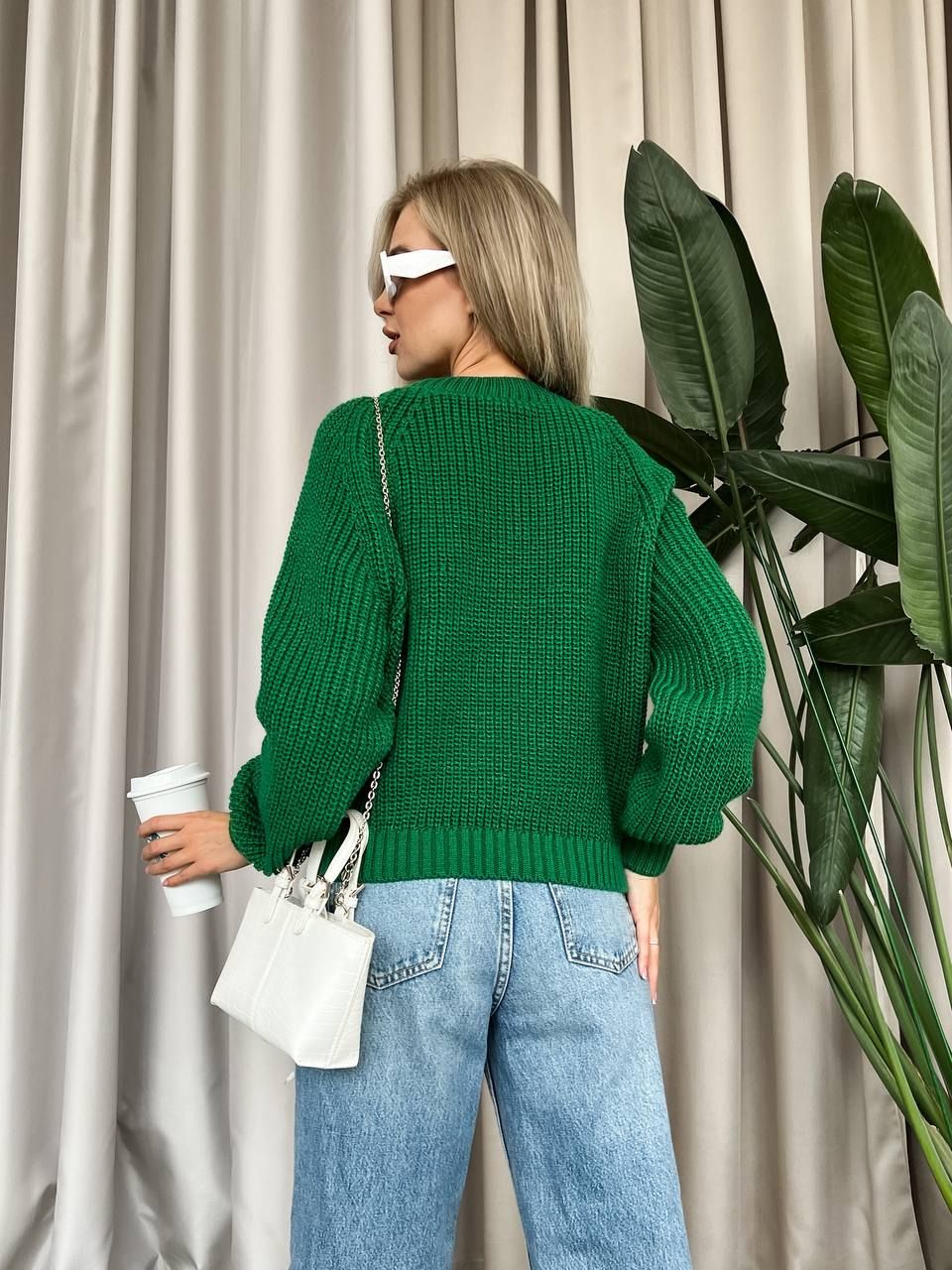 Базовый шерстяной свитер зеленый, Зелёный, универсальный (S-L)