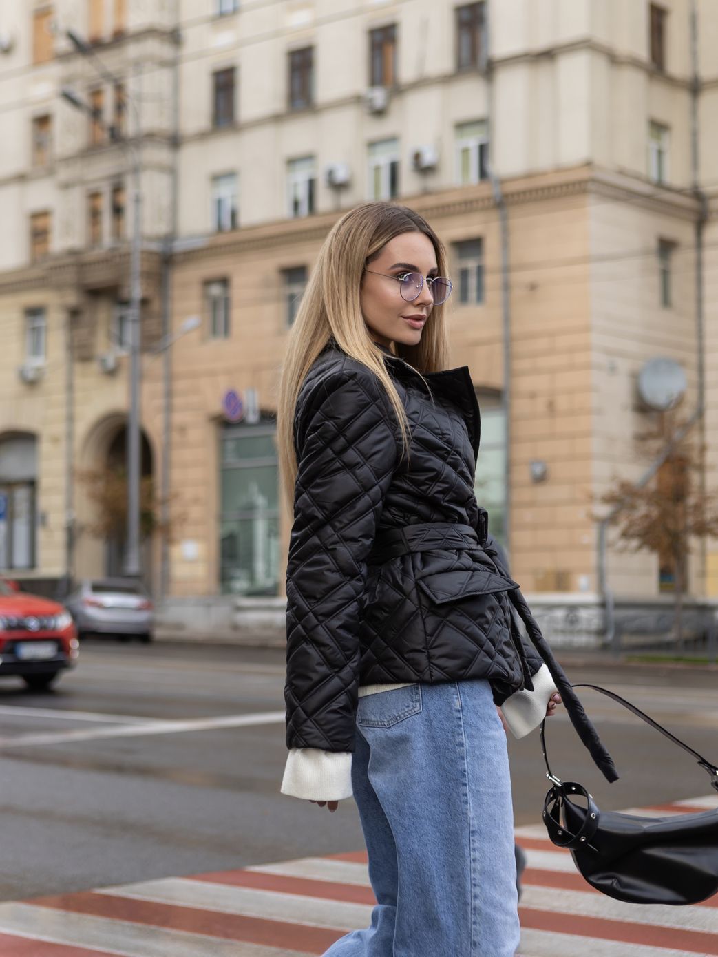 Куртка стьобана Денвер чорна, Чорний, XS