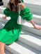 Платье мини льняное Вафелька зеленое, Зелёный, XS-S