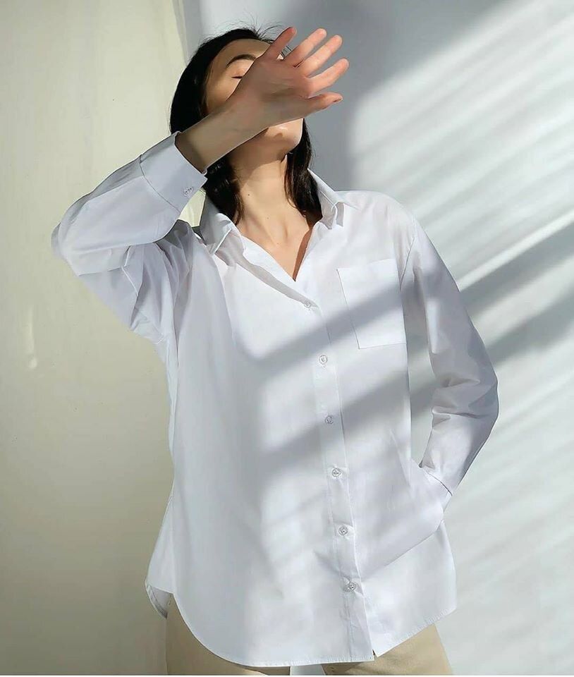 Рубашка оверсайз классика, Белый, универсальный (S-L)