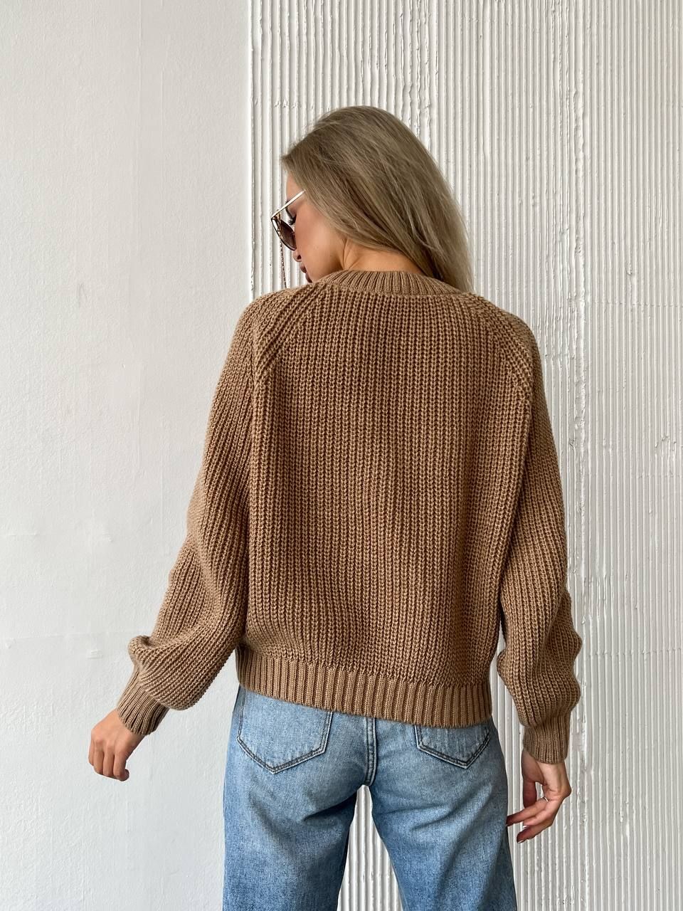 Базовый шерстяной свитер кемел, Кэмел, универсальный (S-L)