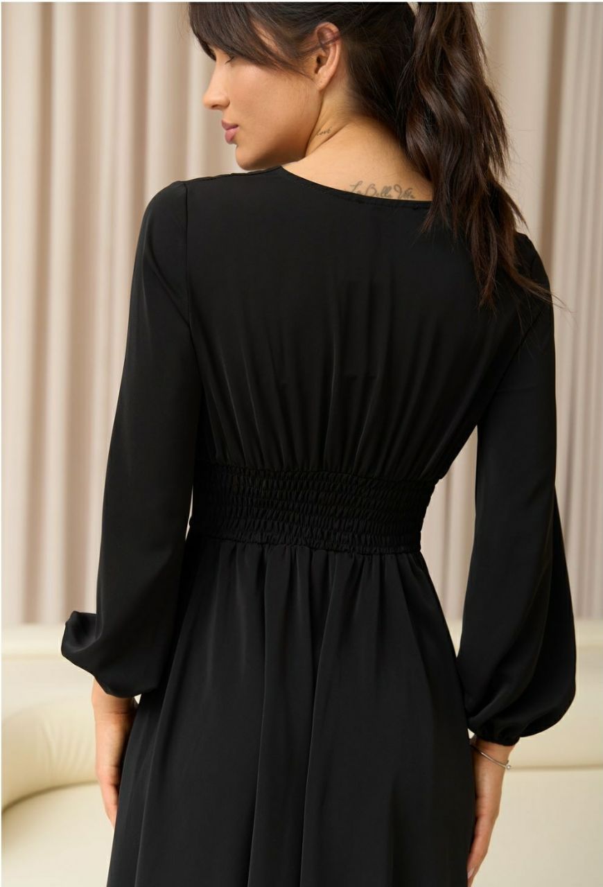 Витончена сукня міді на гудзиках чорна, Чорний, S