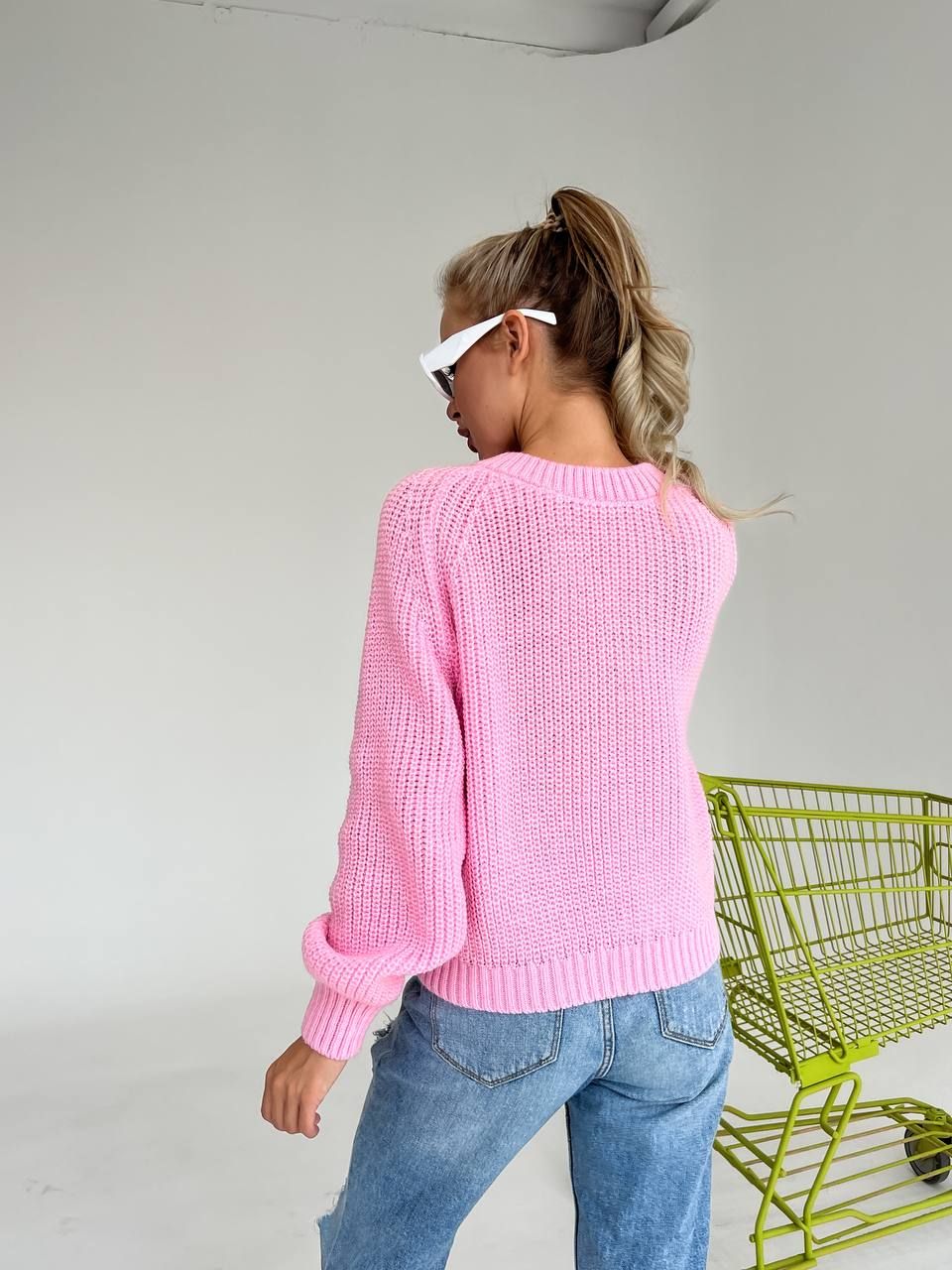 Базовий вовняний светр рожевий, Рожевий, універсальний (S-L)