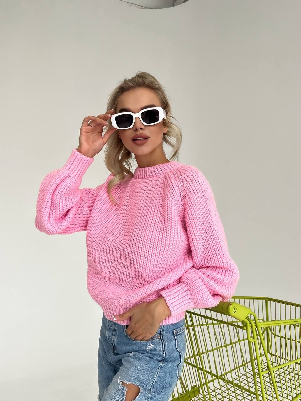 Базовый шерстяной свитер розовый, Розовый, универсальный (S-L)