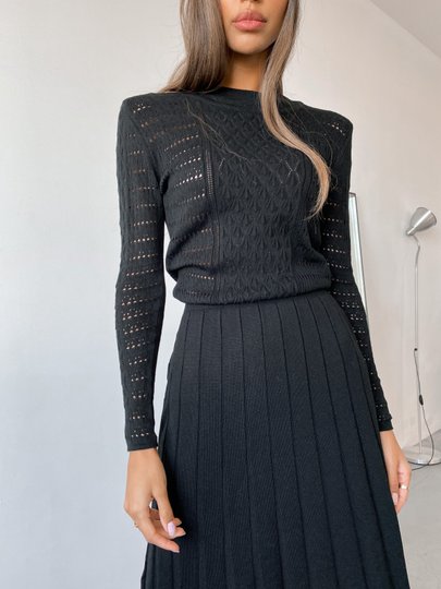 Платье вязаное ажурное Грэмми черное, Черный, Xs-M