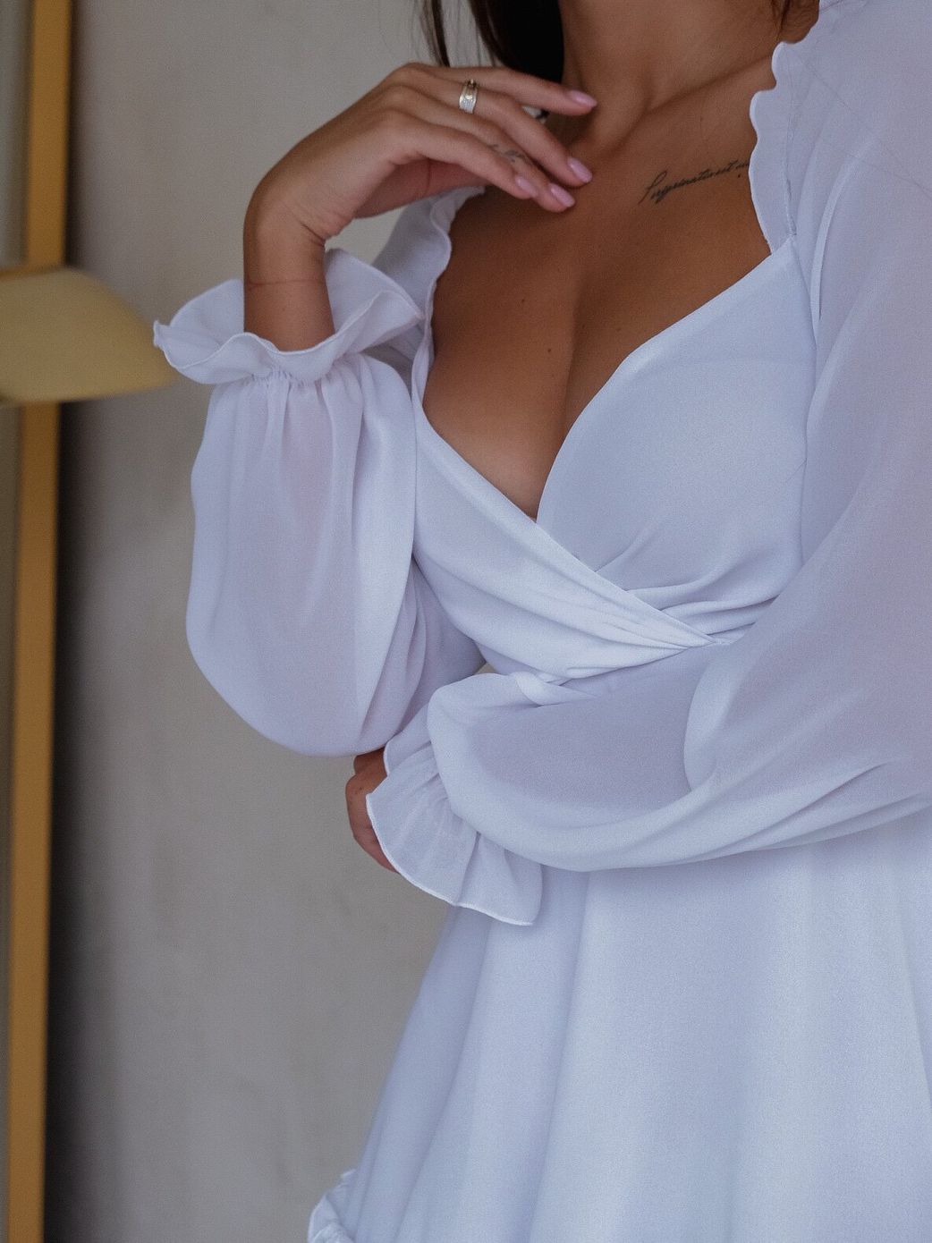 Шифонова сукня міні, Білий, S