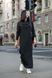 Платье макси вязаное свободного кроя Агата с капюшоном черное, Черный, S-M