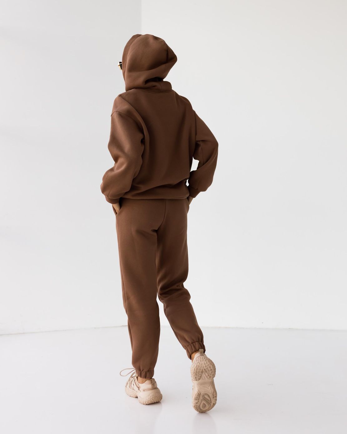 Стильный утепленный костюм на флисе Кенгуру кемел, Кэмел, S-M