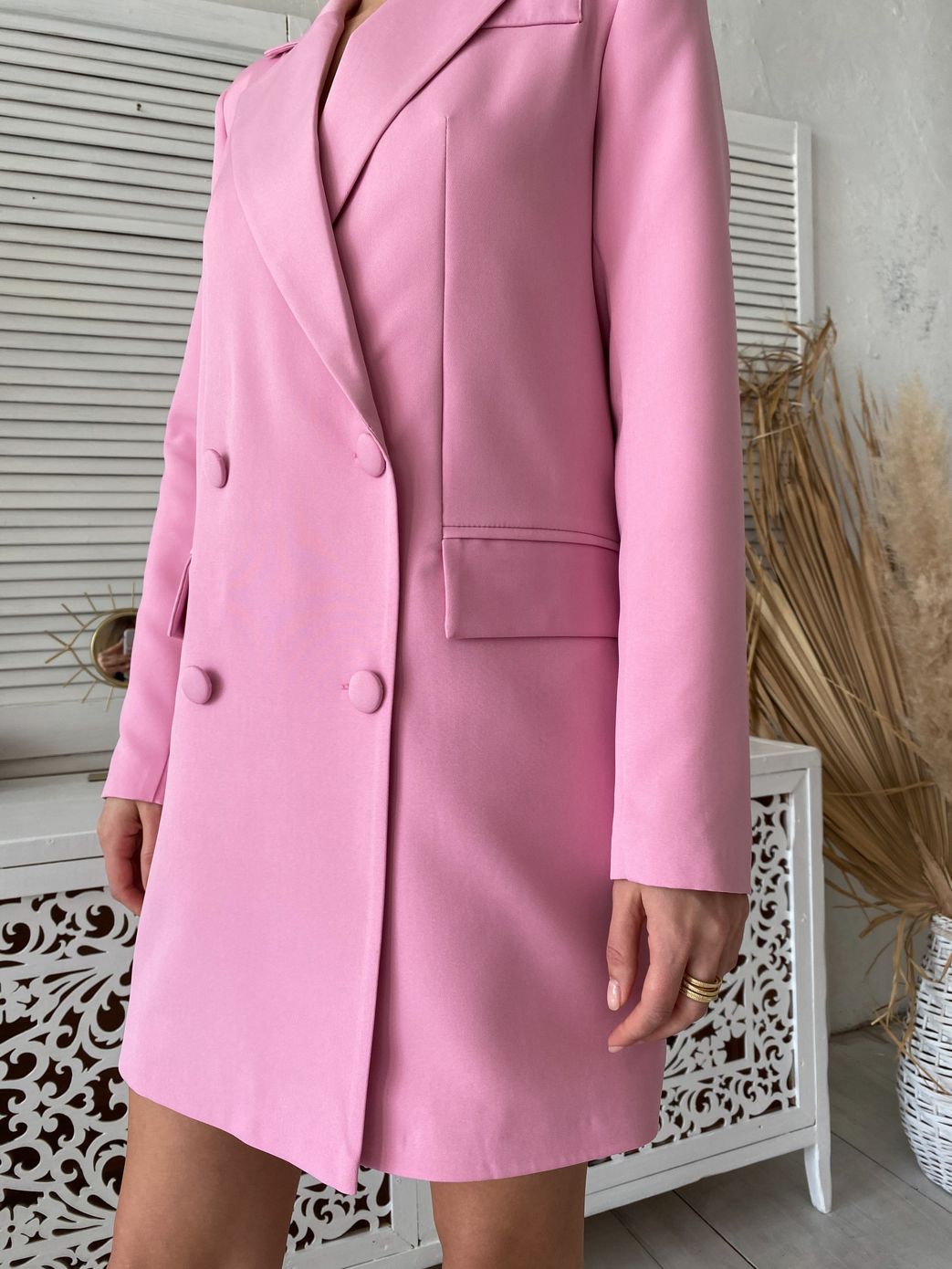 Платье-пиджак розовый, Розовый, S
