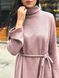 Платье-свитер со свободными рукавами под поясок, Розовый, XS-S